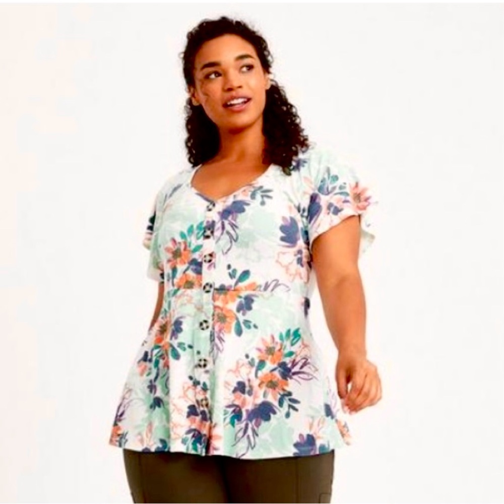 Torrid 2X Ribbed Peplum Blouse